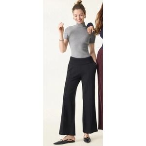 OGL Black Wide Leg Knit Pants Tummy Warmer Pin-Tuck Pant Size XL 2106